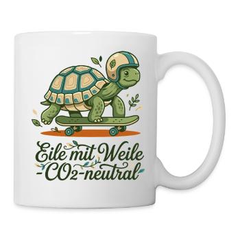 Schildkröte Skateboard Nachhaltig Spruch Design - Tasse - Weiß - Rechts