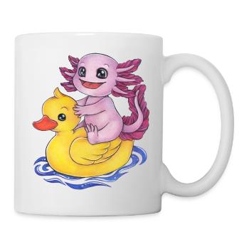Cute Axolotl with Rubber Duck Funny - Mug - white - Right