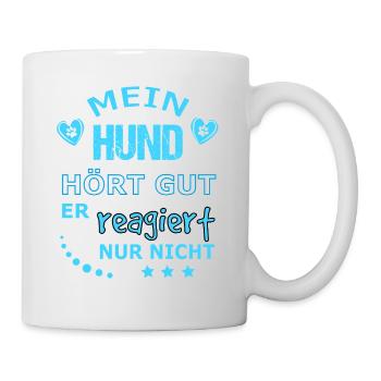 Mon chien entend bien, ne répond jamais - Mug blanc - blanc - Droite