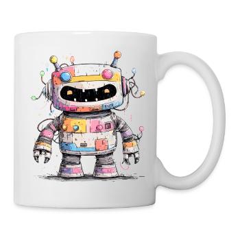 Bunter Roboter mit Farbspritzern - Tasse - Weiß - Rechts