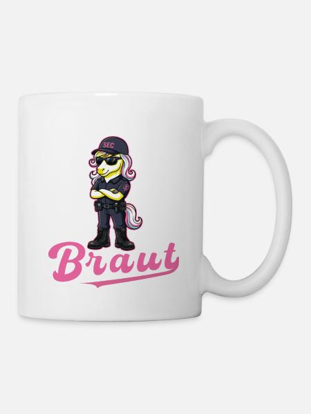 Sécurité de la licorne de la mariée pour un enterrement de vie de garçon - Mug blanc - blanc