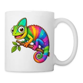 Colorful Chameleon Cartoon Rainbow Animal Motif - Mug - white - Right
