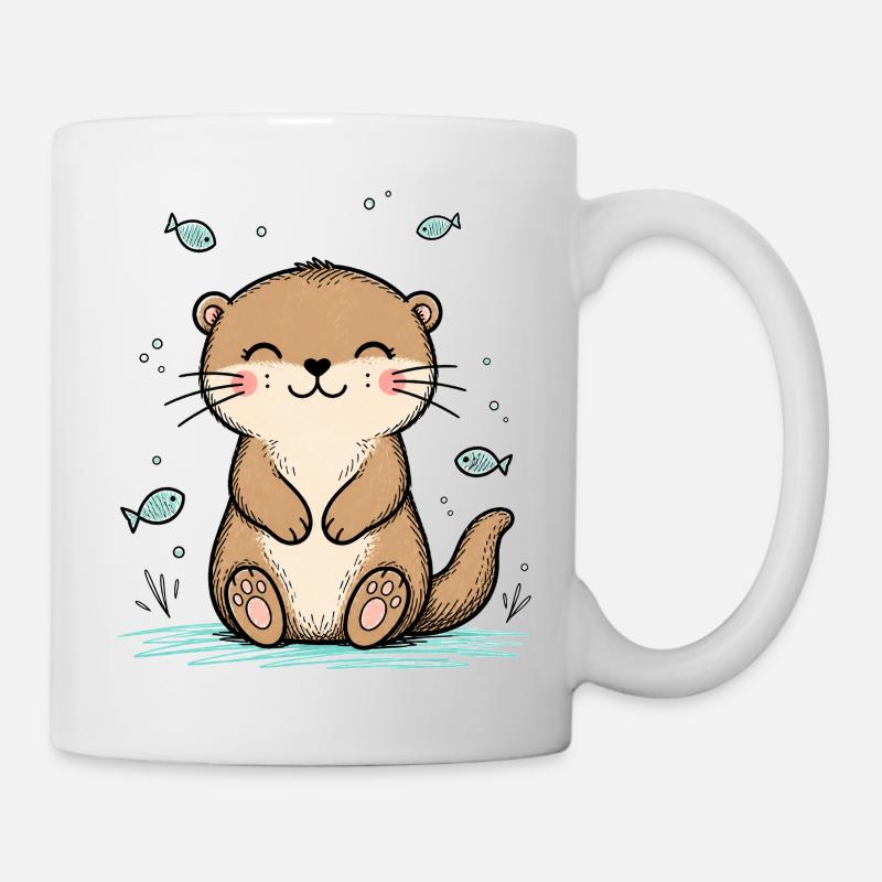 Happy Doodle Otter - Mug - white