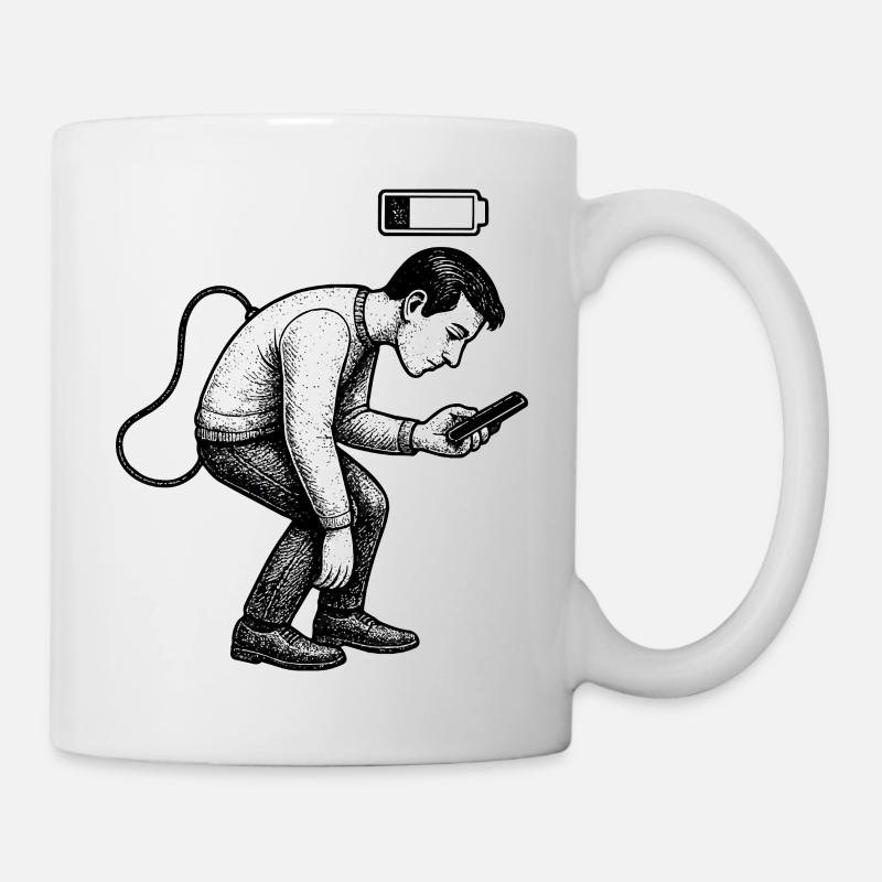 Batterie faible : fatigue du téléphone - Mug blanc - blanc