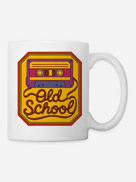Old School Kassetten-Retro-Patch - Tasse - Weiß