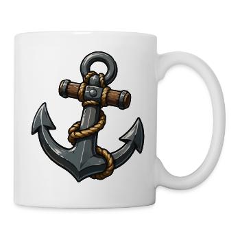 Anchor with rope cartoon design - Mug - white - Right