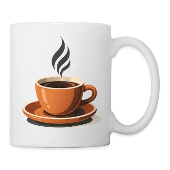 Eine Tasse aromatisch-heißer Kaffee - Tasse - Weiß - Rechts