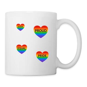 LGBT-Slogans stolz Regenbogenherzen - Tasse - Weiß - Rechts