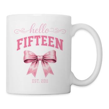 Hello Fifteen 15 Year Old Is 2011 Birthday Knot - Mug - white - Right
