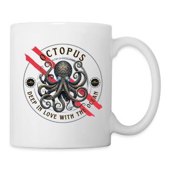 Pieuvre, pieuvre, tentacule, plongée, plongée, animal marin, - Mug blanc - blanc - Droite