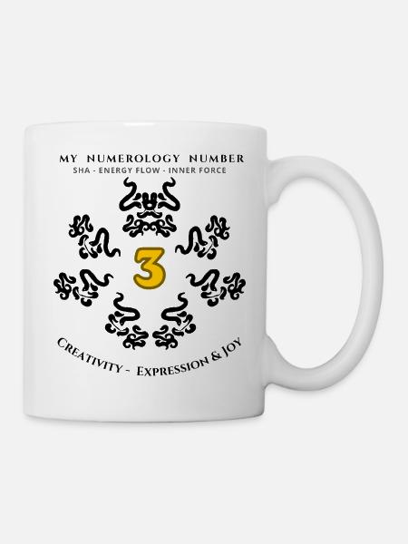 Numer_3 symbole de créativité, d’expression et de joie - Mug blanc - blanc