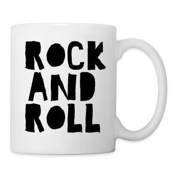 Rock'n'Roll-Logo mit Distressed - Tasse - Weiß - Rechts