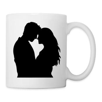 Couple Silhouette Amour Romance Petit ami de la Saint-Valentin - Mug blanc - blanc - Droite