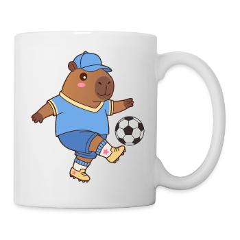 Capybara de football en tenue bleue - sport de football mignon - Mug blanc - blanc - Droite