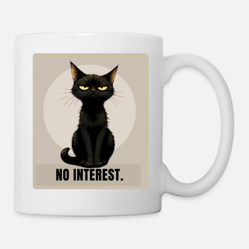 Aucun intérêt. – Dessin sarcastique du chat noir - Mug blanc - blanc