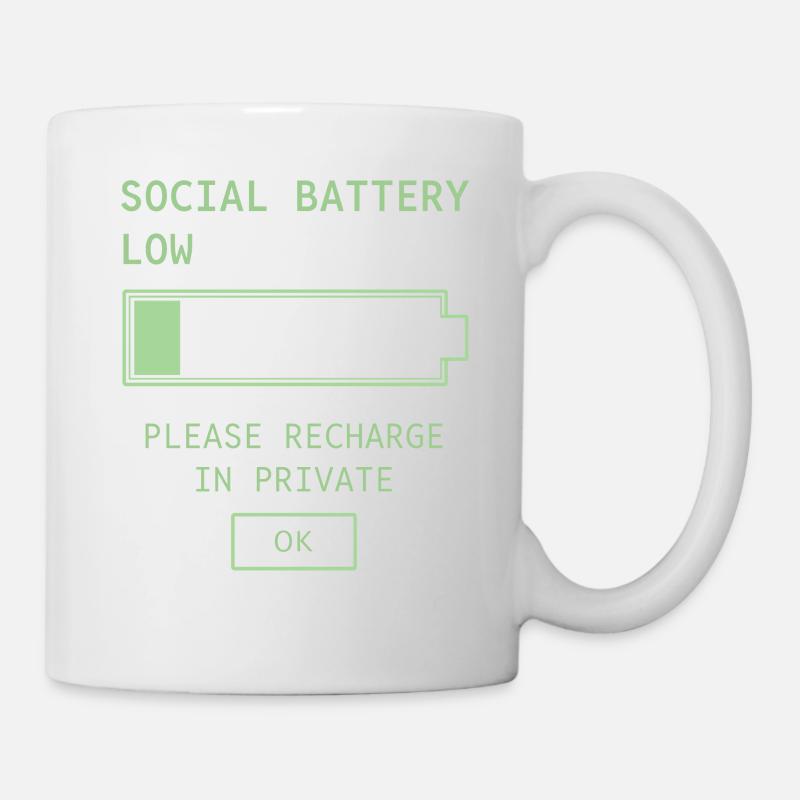 Batterie sociale faible - Mug blanc - blanc