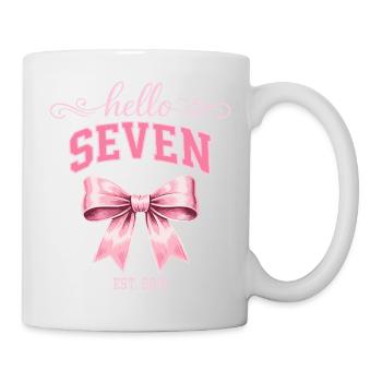 Hello Seven 7 Ans Est 2019 Anniversaire Nœud - Mug blanc - blanc - Droite