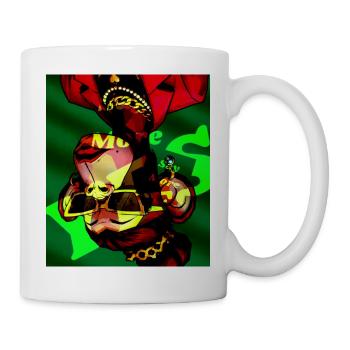 Geometrischer Neon-Tierkopf mit Sonnenbrille - Tasse - Weiß - Rechts