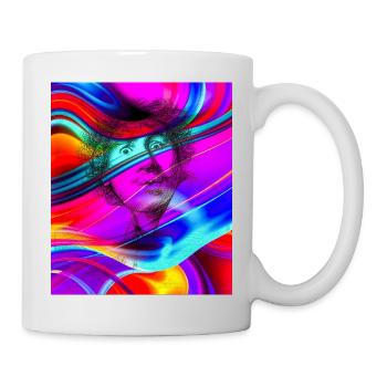 Portrait psychédélique en flux de couleurs - Mug blanc - blanc - Droite