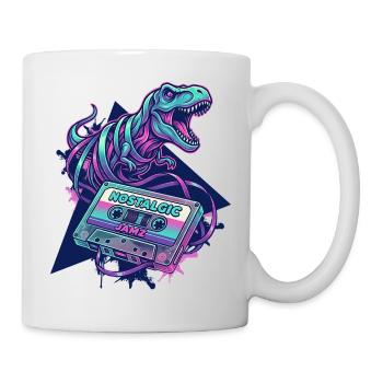 Dinosaur Nostalgic Neon Cassette 80s/90s - Mug - white - Right