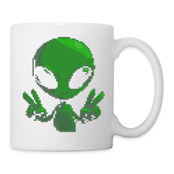 Pixel Alien Peace Sign - Mug - white - Right