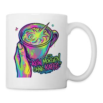 Kaffee Neon Splash – Morgenkick - Tasse - Weiß - Rechts