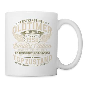 Oldtimer Baujahr 1956 Jahrgang Geburtstag Geschenk - Tasse - Weiß - Rechts