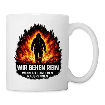 Feuerwehrheld Mut in Flammen - Tasse - Weiß - Rechts