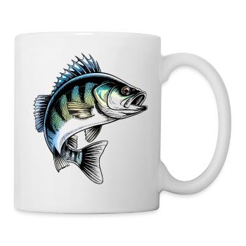 Springender Barsch Dynamische Fischillustration - Tasse - Weiß - Rechts