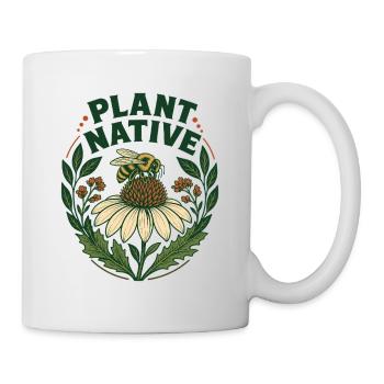 Plant Native Bee and Coneflower Pollinator Garden - Mug - white - Right