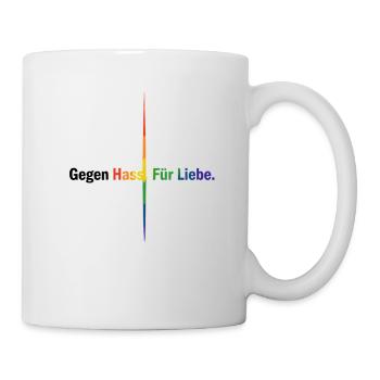 Liebe statt Hass Pride Statement Shirt Regenbogen - Tasse - Weiß - Rechts