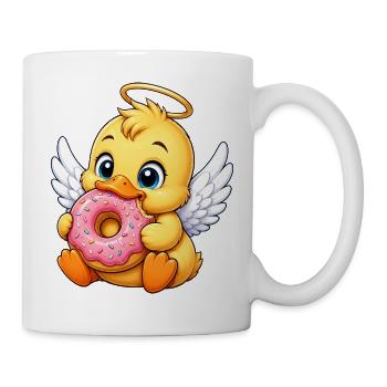 Cute Duck with Donut Angel Wings Halo - Mug - white - Right