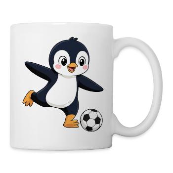 Cute Penguin Soccer Player Cartoon Goal Shot - Mug - white - Right