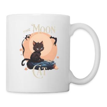 Süße Katze auf dem Mond – Mystisches Katzen Design - Tasse - Weiß - Rechts
