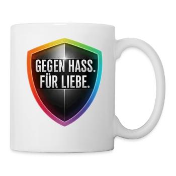 Gegen Hass Für Liebe Statement Shirt Sticker - Tasse - Weiß - Rechts