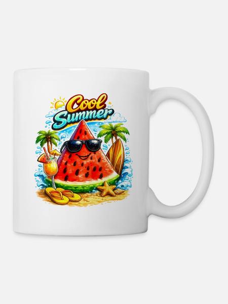 Cool Watermelon Summer Vibes Illustration - Tasse - Weiß