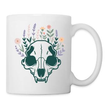 Fleurs de crâne, fleurs florales, botanique, fleurs ossées, - Mug blanc - blanc - Droite