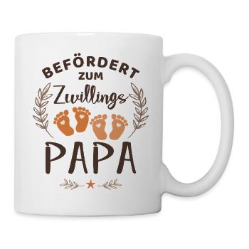 Befördert zum Zwillingspapa Papa von Zwillingen - Tasse - Weiß - Rechts