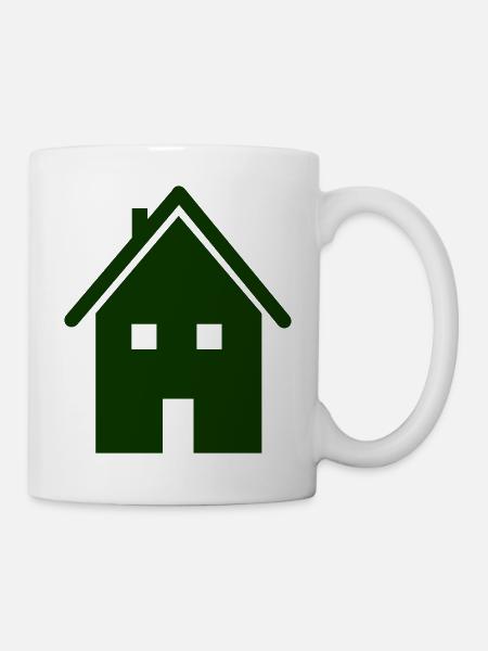 Grünes Haus-Icon Muster - Tasse - Weiß