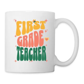 Erste Klasse Lehrerin Retro Typografie - Tasse - Weiß - Rechts