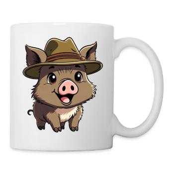 Wildschwein mit Hut - Tasse - Weiß - Rechts
