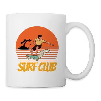 Retro Surfer T-Shirt Vintage Sonne Strand Palme - Tasse - Weiß - Rechts