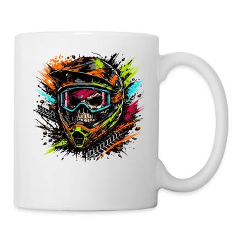 Conception du crâne de casque de motocross - Mug blanc - blanc - Droite