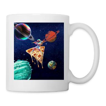 Astronaut Rides Pizza In Space Funny Space T - Mug - white - Right