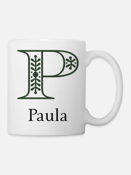 Monogramm P mit botanischem Ornament - Tasse - Weiß