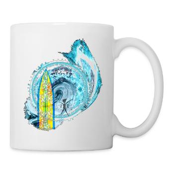 Surfboard Spirit wave circle - Mug - white - Right