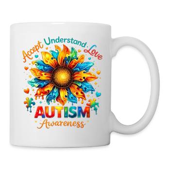 Autismus-Sonnenblumen-Bewusstsein | Buntes Geschenk - Tasse - Weiß - Rechts