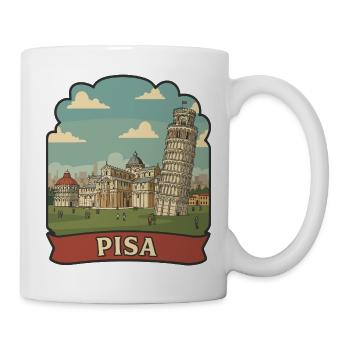 Leaning Tower of Pisa Vintage Travel Sticker - Mug - white - Right