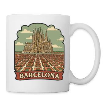 Badge de voyage rétro de la Sagrada Familia de Barcelone - Mug blanc - blanc - Droite