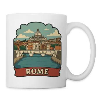 Retro-Reiseaufkleber der St.-Petersbasilika Rom - Tasse - Weiß - Rechts